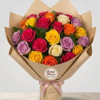 Buchet 21 trandafiri multicolor