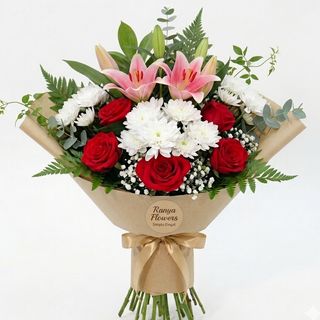 Buchet imperia, double rosa Red & Margaret