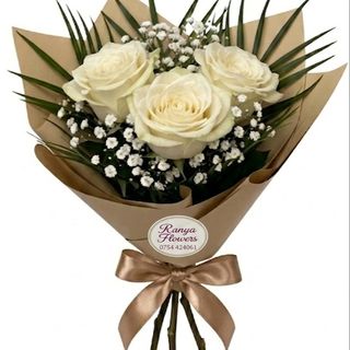 Buchet 3 trandafiri albi 