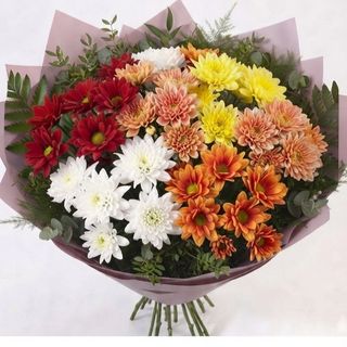 buchet de toamnă, crizanteme mixte