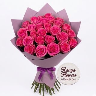 Buchet 23 trandafiri fuxia topaz