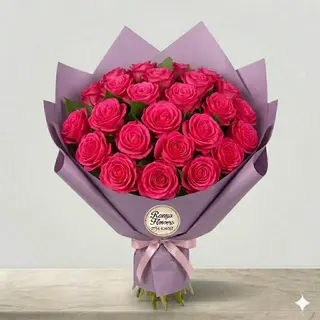 Buchet 21 trandafiri fuxia topaz