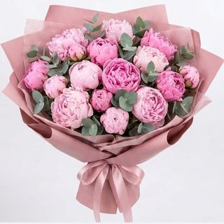 Buchet 15 bujori Pink & fuxia