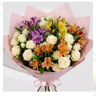 Buchet miniroze pastel & Astro multicolore