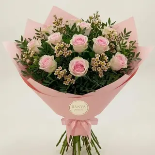 Buchet 11 trandafiri pink mondial waxflovers