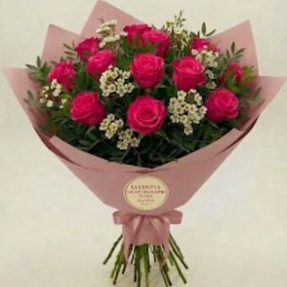 Buchet 11 trandafiri fuxia topaz waxflovers