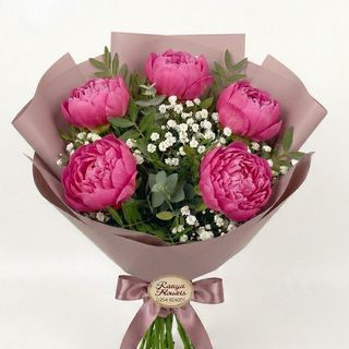 Buchet 5 bujori fuxia