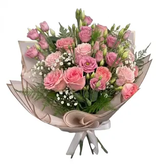Buchet rany, miniroze Lisiantus pink