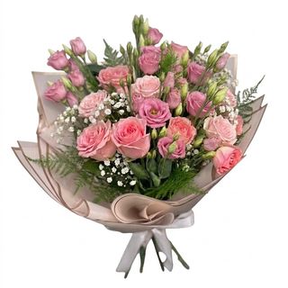 Buchet rany, miniroze Lisiantus pink