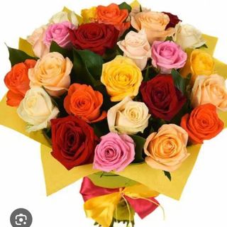 Buchet 21 trandafiri multicolor