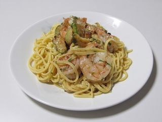 Spagheti cu creveti si dovleac