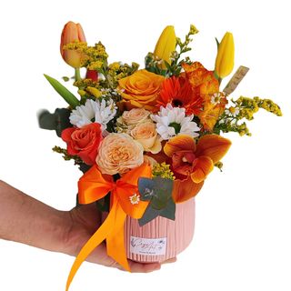 Aranjament în vas ceramic - orange