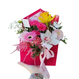 Plic roz cu flori asortate