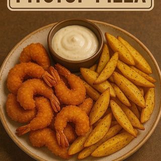 Creveți pane plus cartofi