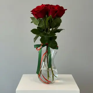 Eleganță în roșu – 5 trandafiri în vază