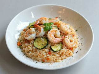 Risotto cu creveţi şi dovlecel