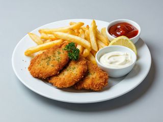 Snitel de curcan cu cartofi prajiti