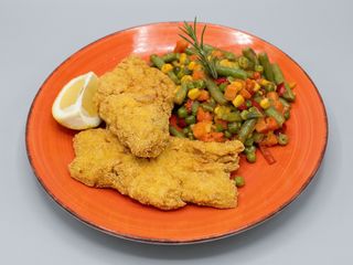 Merluciu in crusta de malai cu legume mexican