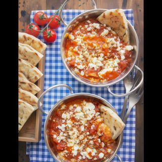 Creveti Saganaki,lipie