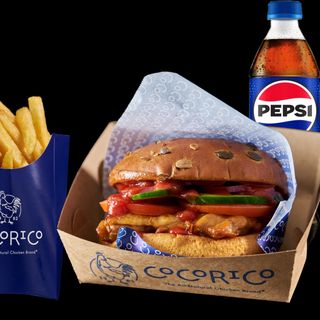 Meniu Burger cu pulpă de pui Cocorico