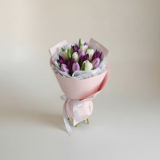 Buchet lalele mov-roz-alb