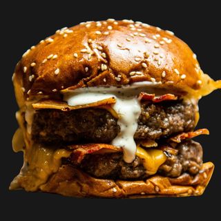 MR. PRESIDENT BURGER / BURGER DUBLU DE VITĂ CU CHEDDAR ȘI BACON