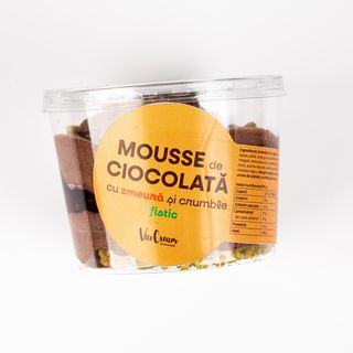 NOU - Mousse de ciocolată cu zmeură și crumble de fistic