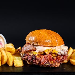 Double smash with fries and sos burgatore