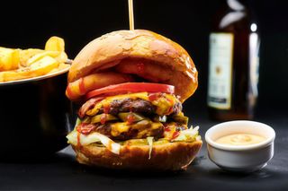 Rocky Balboa with fries and sos burgatore