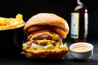 Double Meet with fries and sos burgatore