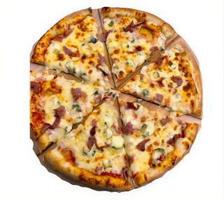 Pizza Quattro Formaggi cu Prosciuto Ø32cm