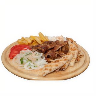 Gyros de porc / pită grecească la farfurie 580g