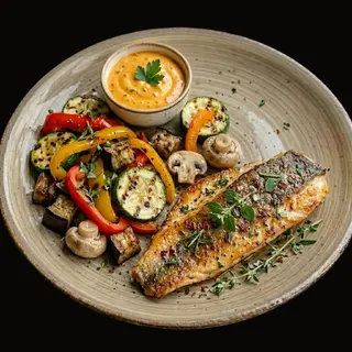 File de lup de mare cu legume