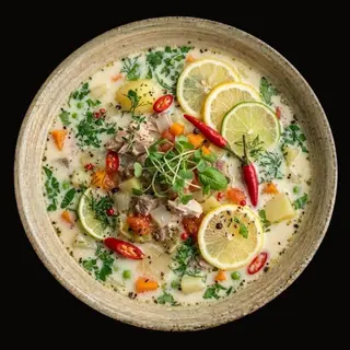 Ciorba pui a la grec