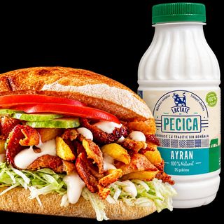 Gyros pe vatra pui + Ayran