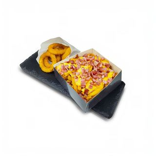 Cheesy Fries & Bacon + Onion Rings