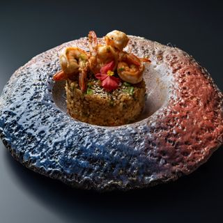 Shrimps rice and veggies