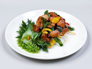 File de somon prajit in mixte de sare