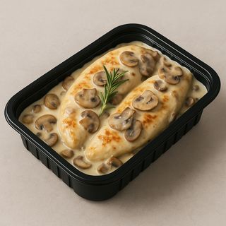 Pui cu smântână și ciuperci