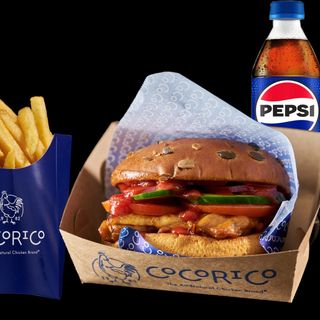 Meniu Burger cu pulpă de pui Cocorico