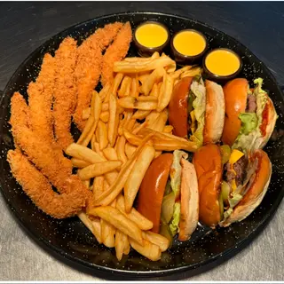 PLATOU BURGERI SI CREVETI (3 PERSOANE) | 1500GR / 2700KCAL 