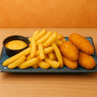 Chicken Fingers cu cartofi prăjiți si sos jaja