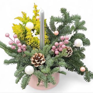 Aranjament cu brad si lumanare pt sarbatori