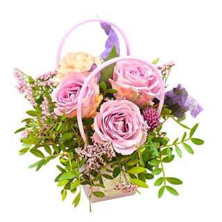Punguta cu flori mov si roz