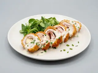 Cordon bleu din piept pui, sos gorgonzola