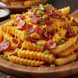 Cartofi cu bacon și sos cheddar