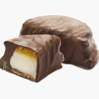 Portocală confiată cu cremă și înveliș cu ciocolată neagră