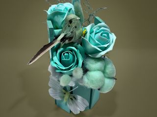 Aranjament cu flori de sapun turquoise