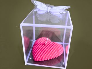 Lumanare inima in cutie cu fluturas