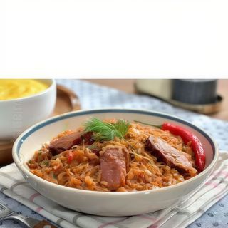 Varză călită cu piept de porc